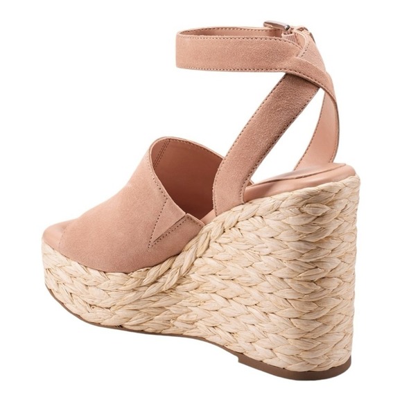 Marc Fisher LTD Nelly Espadrille Wedge Sandals Blush Suede Ankle Strap Size 8M - Picture 3 of 12